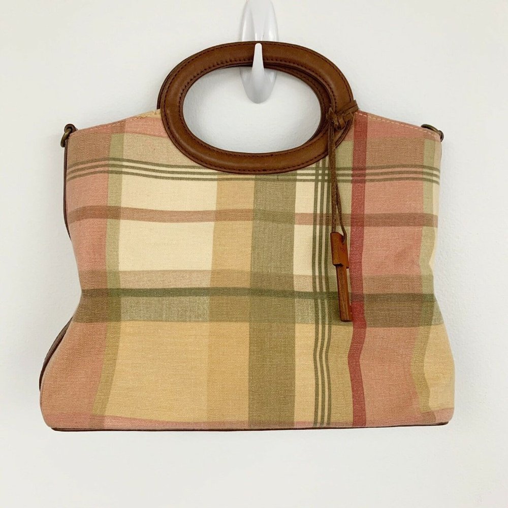 Great for spring lightweight Fossil plaid tote